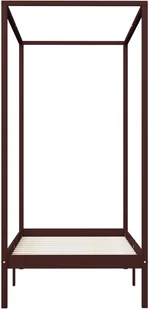 vidaXL Rama łóżka z baldachimem, ciemnobrązowa, lita sosna, 90x200 cm - Łóżka - miniaturka - grafika 4