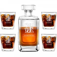 Karafki - Murrano Karafka burbon 4 szklanki zestaw grawer inicjał dla niego KARB_4xSZC-003 - miniaturka - grafika 1