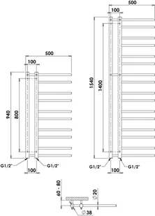 PMH Grzejnik Łazienkowy Pmh Theia  1540x500mm KAT.P.T.WM.1540.500 - Grzejniki łazienkowe - miniaturka - grafika 2
