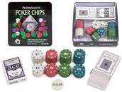 Zestawy do pokera - Zestaw Do Pokera Poker Żetony Talie Karty 100 szt - miniaturka - grafika 1