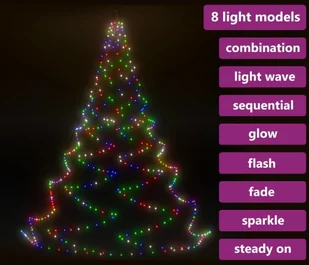 vidaXL vidaXL Choinka ścienna z hakiem 260 diod LED kolorowa 3 m 328643 - Oświetlenie świąteczne - miniaturka - grafika 5