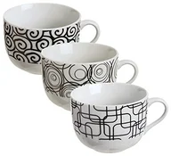 Filiżanki - Excelsa Magic Black Jumbo komplet filiżanek, bez spodeczków, ceramiczne, czarny wzór, 3 szt. 36305 - miniaturka - grafika 1
