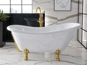 Wanny - Besco Amelia wanna owalna Retro 190x77 + nogi złote #WKA-190W+ZL | - miniaturka - grafika 1