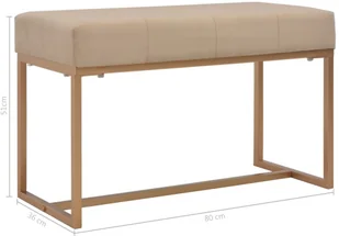 vidaXL Ławka, 80 cm, beżowa, aksamitna vidaXL - Ławki do przedpokoju - miniaturka - grafika 5