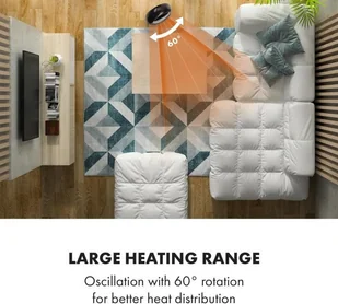 Klarstein Klarstein Sahara Storm, nagrzewnica powietrza, 1000/2000 W, 16 - 40 ° C, oscylacja, czasomierz, nastrojowe oświetlenie, pilot, czarna FP15-Storm-B - Ogrzewanie przenośne - miniaturka - grafika 3