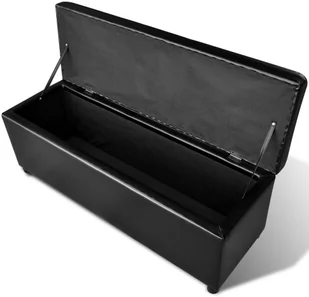 vidaXL Duga drewniana awka ze skrzyni czarna - Stoły - miniaturka - grafika 2