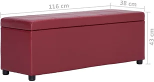 vidaXL Ławka ze schowkiem, 116 cm, czerwone wino, sztuczna skóra vidaXL - Ławki do przedpokoju - miniaturka - grafika 9
