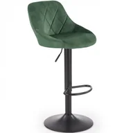 Taborety i hokery - Halmar Hoker barowy tapicerowany ciemny zielony velvet H101 na regulowanej czarnej nodze - miniaturka - grafika 1
