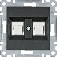 Gniazdka elektryczne - Hager LUMINA-INTENSE-PASSION-Gniazdo-komputerowe-podwójne-RJ45-kat5e-UTP-czarny WL2123 - miniaturka - grafika 1