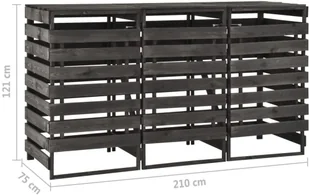 VidaXL Lumarko Osłona na 3 kosze na śmieci, 210x75x121 cm, malowana sosna 315412 VidaXL - Kosze na śmieci - miniaturka - grafika 9