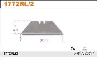 Beta OSTRZA TRAPEZOWE DŁUGIE 60-18MM OP.10SZT 1772RL/2 - Nożyce i noże - miniaturka - grafika 2
