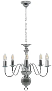 vidaXL Żyrandol, srebrny, 5 żarówek E14 - Lampy sufitowe - miniaturka - grafika 8