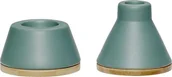 Świeczniki - Hubsch Świecznik ciemna zieleń ceramiczny 2 szt. 860220 - miniaturka - grafika 1