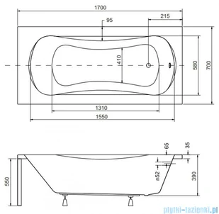 Besco  Aria 170x70cm wanna prostokątna + obudowa + syfon - Wanny - miniaturka - grafika 2