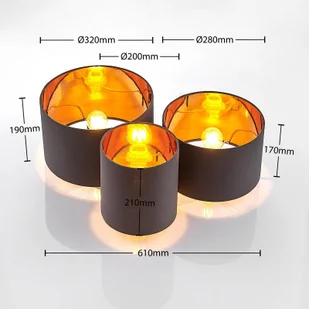 Lindby Laurenz lampa sufitowa, 3-pkt., szaro-złota - Lampy sufitowe - miniaturka - grafika 4