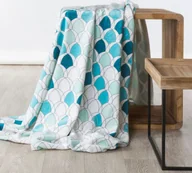 Koce - Eurofirany Koc KLOE biało-niebieskie łuski 150X200 Miętowy 347133 - miniaturka - grafika 1