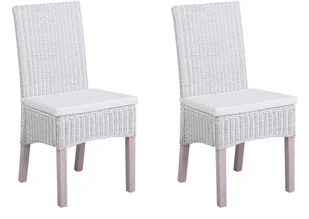 Beliani Zestaw 2 krzeseł rattanowych białe ANDES - Krzesła - miniaturka - grafika 2