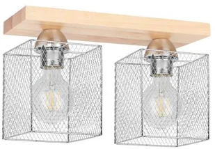 Spotlight Loftowa LAMPA sufitowa NORMAN WOOD 8175274 industrialna OPRAWA druciane klatki metalowe plafon dąb olejowany chrom 8175274 - Lampy sufitowe - miniaturka - grafika 2