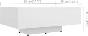 VidaXL Lumarko Stolik kawowy, biały, 85x55x31, płyta wiórowa 803380 VidaXL - Ławy i stoliki kawowe - miniaturka - grafika 6
