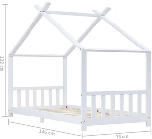 vidaXL Rama łóżka dziecięcego, biała, lite drewno sosnowe, 70 x 140 cm vidaXL - Łóżka dla dzieci i młodzieży - miniaturka - grafika 8