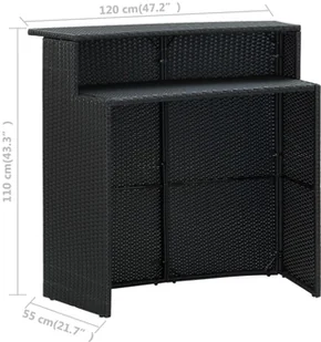 vidaXL 5-cz zestaw mebli barowych do ogrodu z poduszkami czarny 3064879 - Pozostałe meble ogrodowe - miniaturka - grafika 8