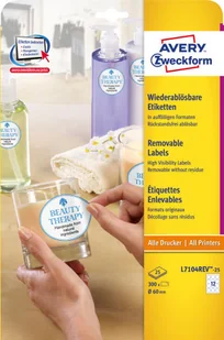 Avery Zweckform Etykiety o nietypowych kształtach Zweckform; A4, 25 ark./op., $54760 mm, białe, usuwalne - Etykiety samoprzylepne i bloki etykiet - miniaturka - grafika 2