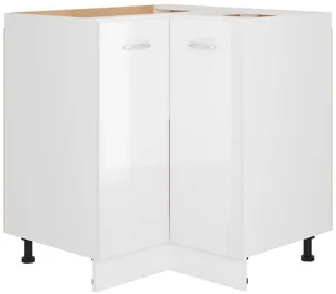 vidaXL Szafka narożna, wysoki połysk, biała, 75,5x75,5x80,5 cm, płyta - Szafki kuchenne - miniaturka - grafika 3