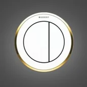 Przyciski spłukujące - Geberit 116.057.KK.1 TYP 10 116.057.KK.1 Przycisk uruchamiający meblowy do WC dwudzielny pneumatyczny ręczny biały złoty - miniaturka - grafika 1