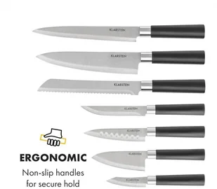 Klarstein Klarstein Kitano Plus 9-częściowy zestaw noży blok nożowy bambusowa deska do krojenia kolor biały KG10-Kitano Plus - Noże kuchenne - miniaturka - grafika 8