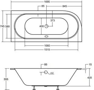 Besco Wanna 170x75 Avita Slim Prawa + Syfon #WAV-170-NPS - Wanny - miniaturka - grafika 3