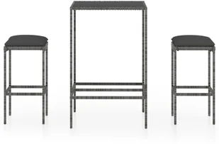 vidaXL 3-cz zestaw barowy do ogrodu z poduszkami rattan PE szary 3064818 - Pozostałe meble ogrodowe - miniaturka - grafika 2