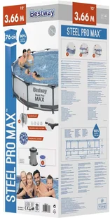 vidaXL Bestway Basen Steel Pro MAX, 366 x 76 cm - Baseny ogrodowe - miniaturka - grafika 5