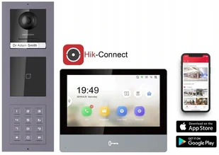 Hikvision Zestaw wideodomofonowy IP Hikvision: Monitor 7" LCD DS-KH8350-WTE1 + panel zewnętrzny z kamerą , szyfratorem i czytnikiem zbliżeniowym - Wideodomofony - miniaturka - grafika 2