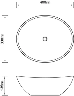 vidaXL Lumarko Luksusowa, owalna umywalka, matowa czerń, 40x33 cm, ceramiczna 146931 - Umywalki - miniaturka - grafika 6