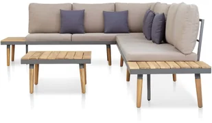 vidaXL 5-cz. zestaw mebli ogrodowych, poduszki, drewno akacjowe, brąz - Meble ogrodowe vidaXL 5-cz. zestaw mebli ogrodowych, poduszki, drewno akacjowe, brąz - Meble ogrodowe - miniaturka - grafika 3