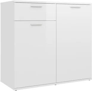 vidaXL Lumarko Szafka na wysoki połysk, biała, 80x36x75 cm, płyta wiórowa 805776 - Szafki do salonu - miniaturka - grafika 2