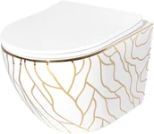 Miski WC - Rea Misa WC podwieszana Carlos Flat Wave Gold C8767 - miniaturka - grafika 1