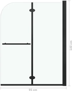 VidaXL Lumarko Składany parawan nawannowy, 2 panele, ESG, 95 x 140 cm, czarny 147193         VidaXL - Parawany nawannowe - miniaturka - grafika 8