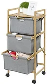Półki łazienkowe - Wenko WENKO domowych wózek z 3 szufladami bahari pranie, wózek, bambus, brązowa, 34 x 44 x 96 cm 62213100 - miniaturka - grafika 1