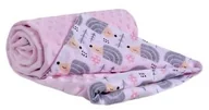 Koce i narzuty dla dzieci - Medi Partners Kocyk MINKY dwustronny 75x100 cm 100% bawełna Jeżyki szare+jasny róż Medi Partners - miniaturka - grafika 1