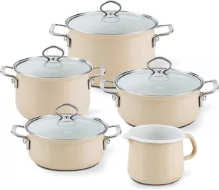 Riess Zestaw garnków emaliowanych kremowych 5-czę$48ciowy Avorio seria Premium 0558-011 - Zestawy garnków i patelni - miniaturka - grafika 3
