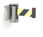 Wyposażenie miejsc publicznych - AJ Produkty Uchwyt z taśmą, montaż do ściany, 2300 mm, szczotkowa stal, żółty/czarny - miniaturka - grafika 1