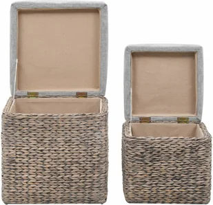 vidaXL Zestaw 2 pufów wyplecionych z trawy morskiej, szary - Pufy i podnóżki - miniaturka - grafika 6