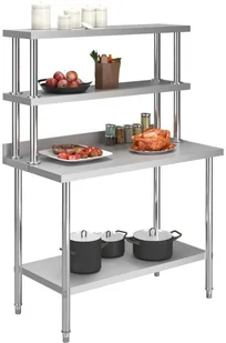 VidaXL Kuchenny stół roboczy z półką, 120x60x150 cm, stal nierdzewna 3054471   VidaXL - Stoły gastronomiczne - miniaturka - grafika 2