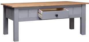 vidaXL Stolik kawowy, szary, 100x60x45 cm, lita sosna, seria Panama - Ławy i stoliki kawowe - miniaturka - grafika 3