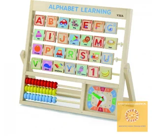 Viga Toys Drewniana Tablica Edukacyjna Alfabet Liczydło Zegar Viga Toys 50033 - Tablice dla dzieci - miniaturka - grafika 3