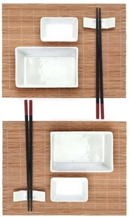 EH Excellent Houseware Zestaw do serwowania sushi dla 2 osób z bambusową matą 210000660 - Inne naczynia kuchenne - miniaturka - grafika 3