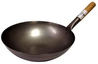 Woki - JADE TEMPLE Jade Temple gotowania, patelnia żelazna, płaskie dno, uchwyt drewniany, żelazo, szary 17057 - miniaturka - grafika 1