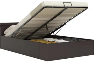 vidaXL Rama łóżka z podnośnikiem i LED, szara, ekoskóra, 160 x 200 cm - Łóżka - miniaturka - grafika 2