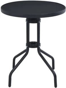 vidaXL Stolik ogrodowy, czarny, 60 cm, stal i szkło - Stoły ogrodowe - miniaturka - grafika 2